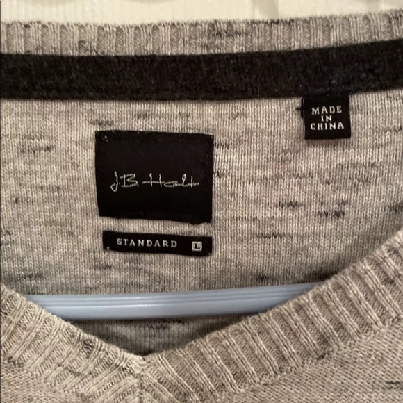 J.B. Holt Mens Sz L Gray V Neck Cotton Sweater GUC - Picture 3 of 7
